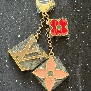 Louis Vuitton Gold and Red Charm Keychain